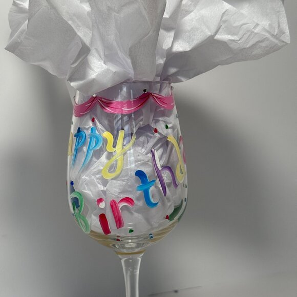Hand Painted Happy Birthday Wine Glass by De-Lite - Picture 8 of 13